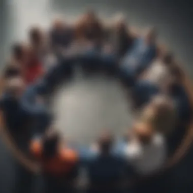 Community Support Circle A supportive group gathered in a circle, engaging in discussion, highlighting the value of community support.