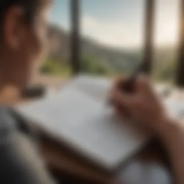 A close-up of a person journaling their thoughts to manage anxiety.