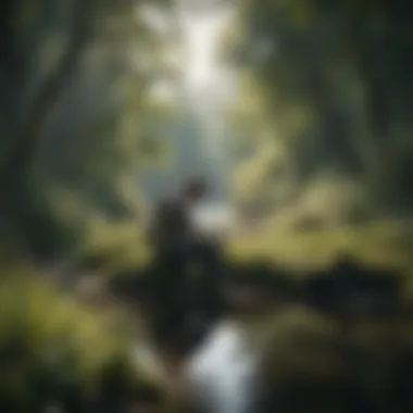 Quiet Contemplation in Nature A person in deep reflection surrounded by nature