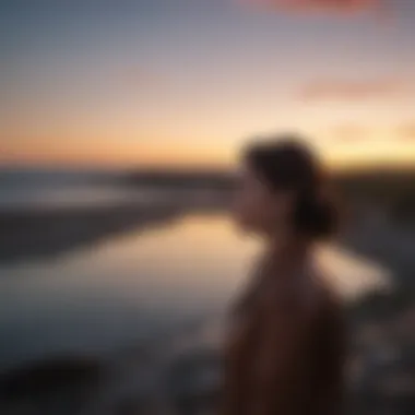 Contemplation at Dusk A reflective individual gazing at a sunset, contemplating choices