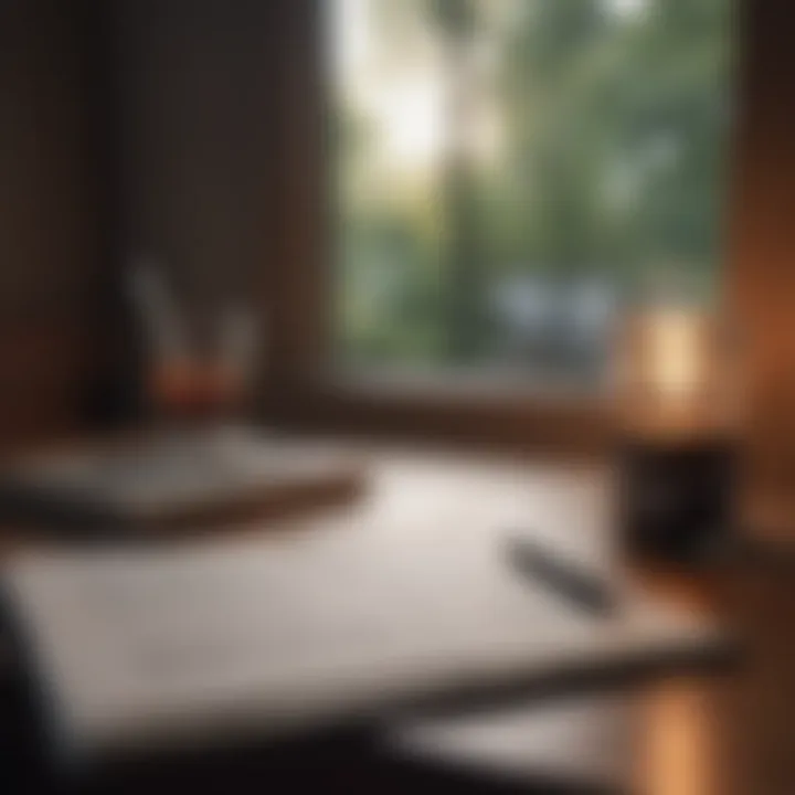 A journal and pen on a table, representing self-reflection