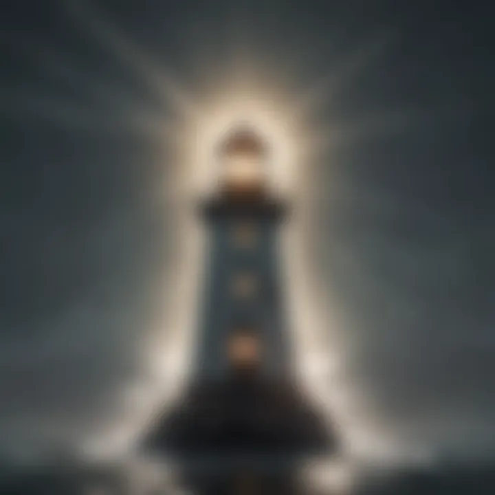 Visual metaphor of a lighthouse guiding through emotional turbulence