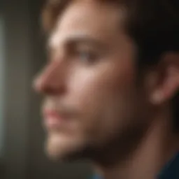 Pensive individual reflecting on emotions