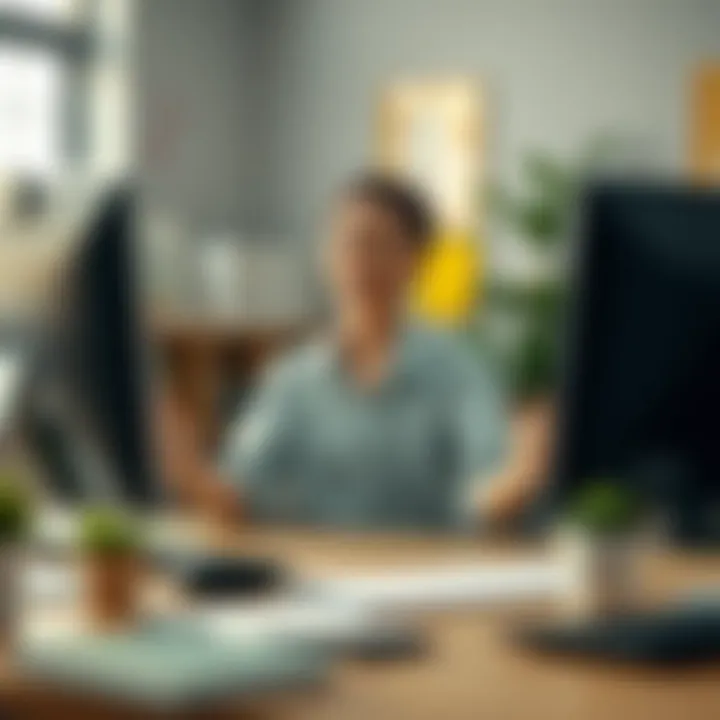 A person practicing mindfulness at their desk