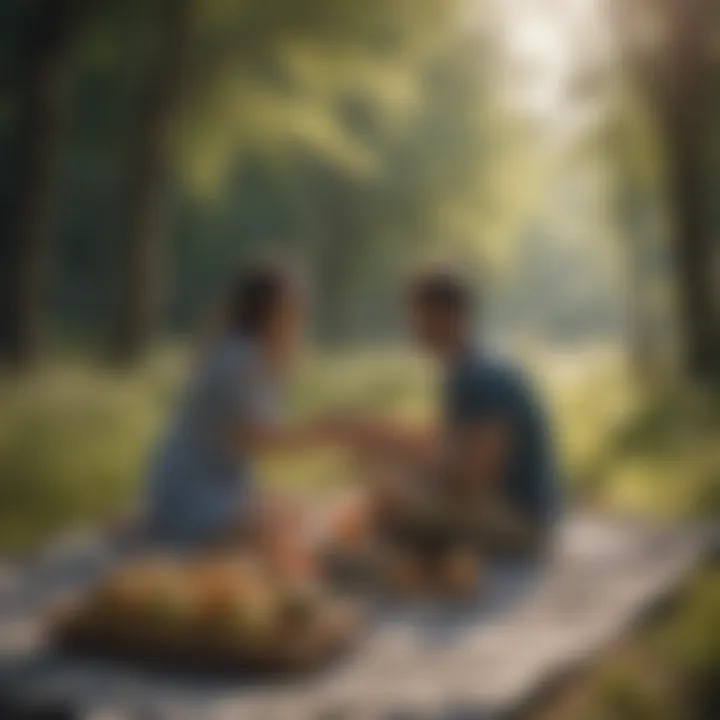 A couple enjoying a picnic in nature