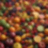 Colorful array of fruits and vegetables representing nutritional diversity