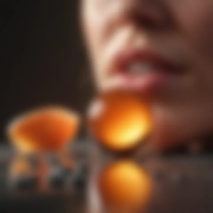 A close-up of prenatal vitamins in a sunrise setting