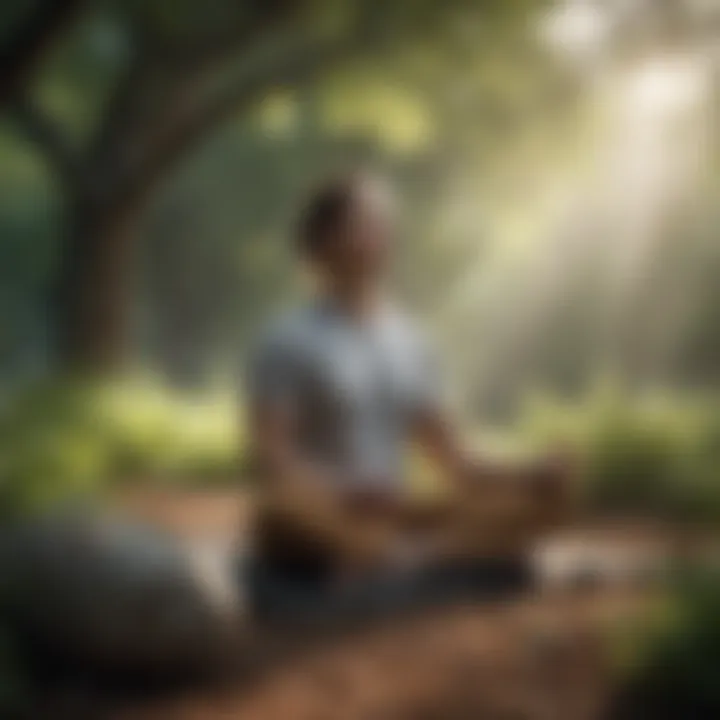 Person enjoying peaceful outdoor meditation