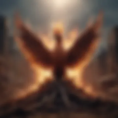 Illustration of a phoenix rising from ashes symbolizing resilience and rebirth