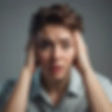 Stressed person holding head in frustration