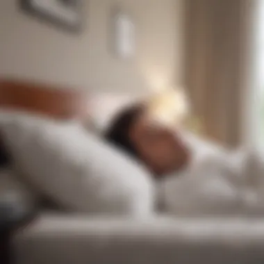 Serene Sleeping Environment A peaceful bedroom scene with a person sleeping soundly, undisturbed by snoring.