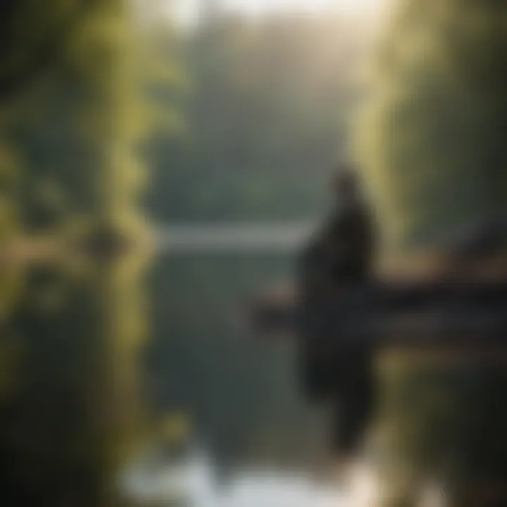 Person sitting by a serene lake deep in thought