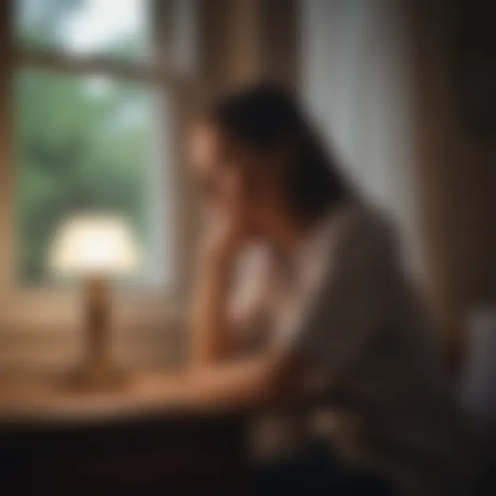 Person Sitting by Window with Sad Lamp