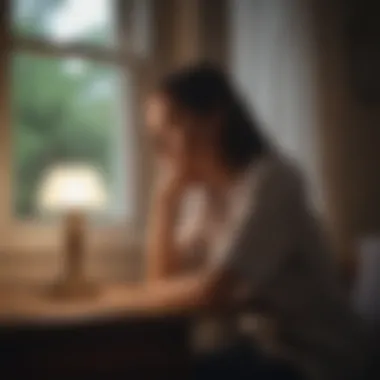 Contemplation and Light: Sad Lamp Companion Person Sitting by Window with Sad Lamp