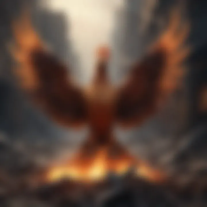 Visual metaphor of a phoenix rising from the ashes symbolizing rebirth and renewal in recovery