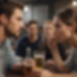 Engaging in a calm conversation with an intoxicated individual in a safe environment