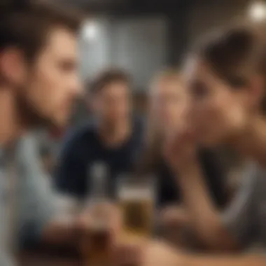 Engaging in a calm conversation with an intoxicated individual in a safe environment