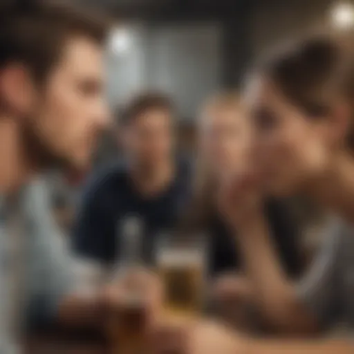 Engaging in a calm conversation with an intoxicated individual in a safe environment