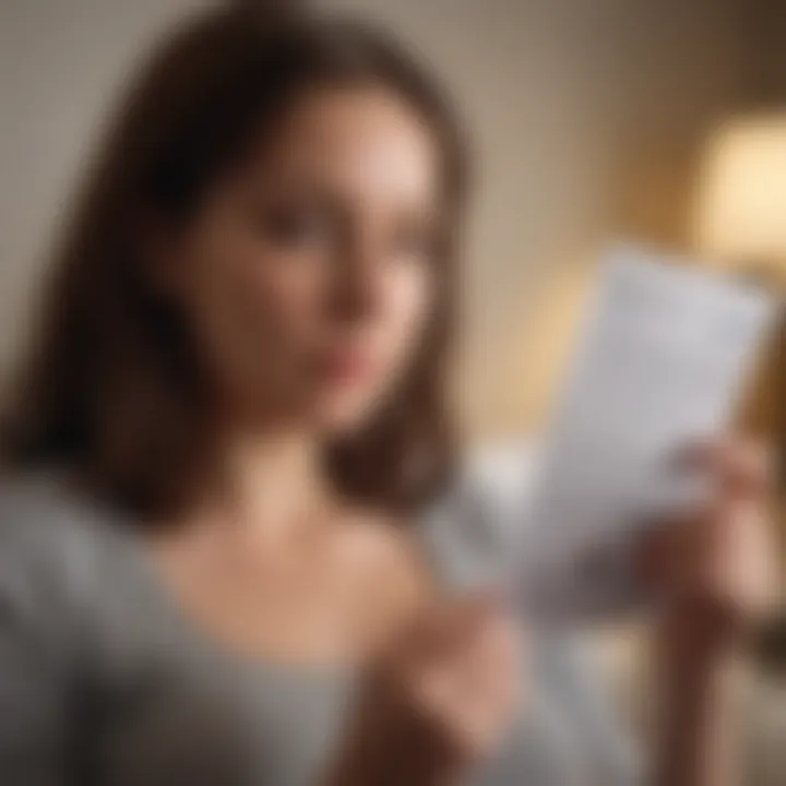 Pregnant woman reading medication information leaflet