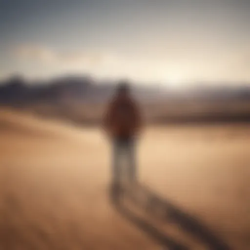 A person standing alone in a vast desert landscape symbolizing emotional isolation