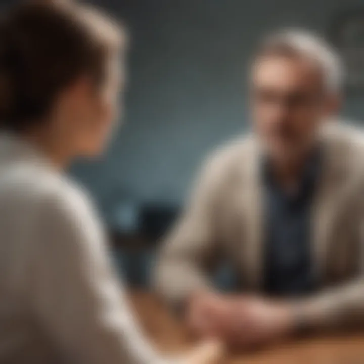 Illustration showcasing a psychologist conducting a therapy session with a patient