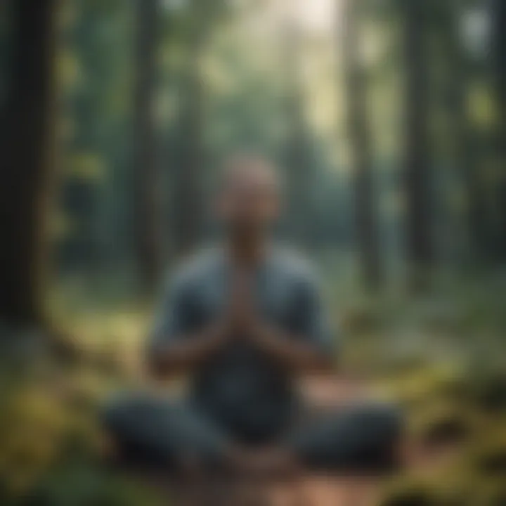 Person meditating in a tranquil forest