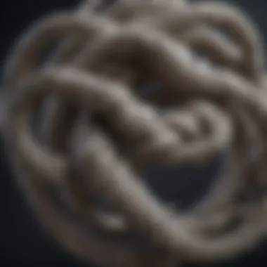 Unraveling the Complexity Abstract representation of a tangled knot being unraveled