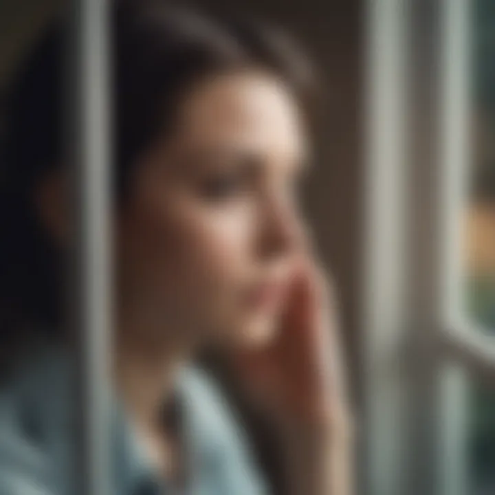 An individual looking pensively out of a window, reflecting on a relationship