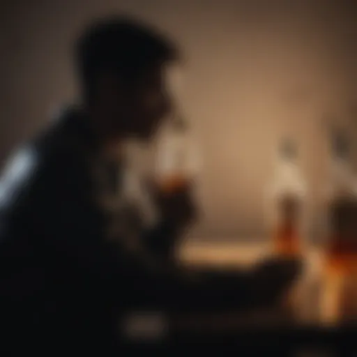 Silhouetted figure contemplating alcoholism struggles