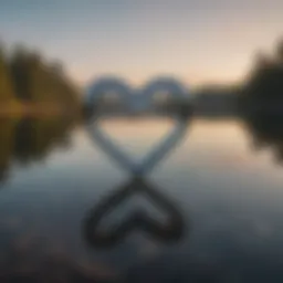 A heart-shaped reflection in a serene lake symbolizing deep emotional connection.
