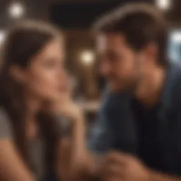 A couple engaged in deep conversation, showing emotional connection.