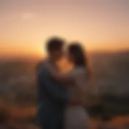 Couple Embracing in Sunset