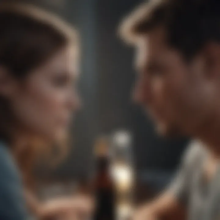 A couple sitting apart with a visible emotional gap