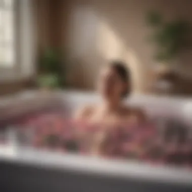 Relaxing bath with essential oils and flower petals