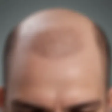 Graphic showing scalp with empty hair follicles due to medication