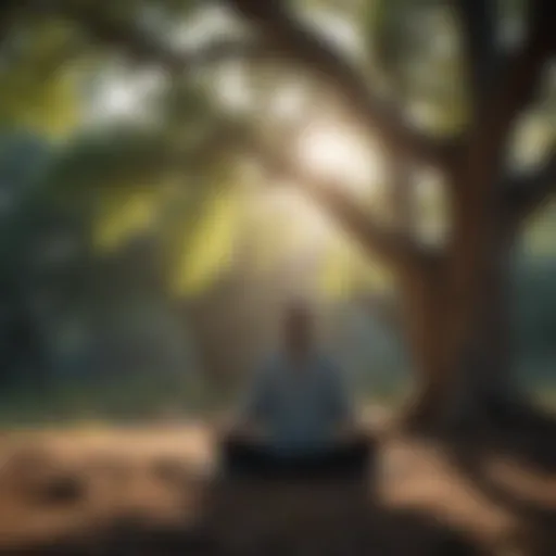 Person meditating under a tree