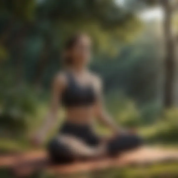 Person practicing yoga in serene natural setting