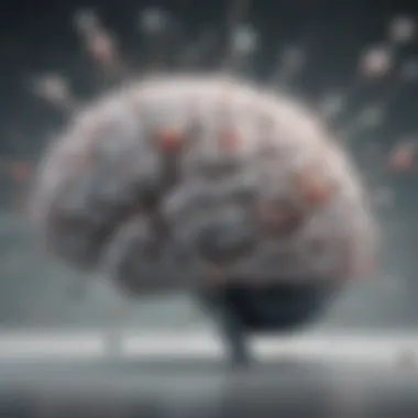 Abstract depiction of brain with Seroquel molecules