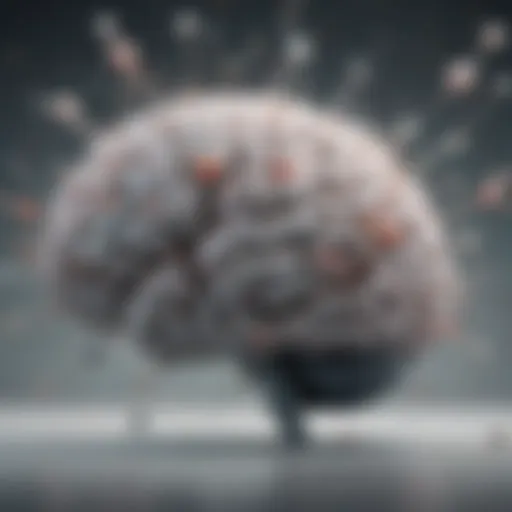 Abstract depiction of brain with Seroquel molecules