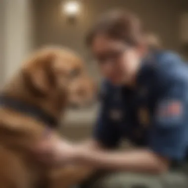 The Comfort of Service Animals A service dog providing comfort to a person in distress