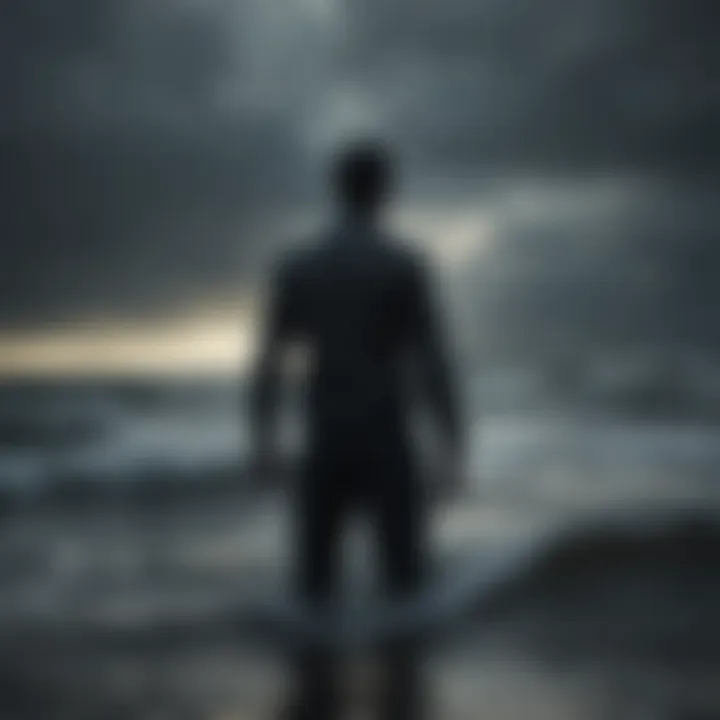 Silhouette of a person standing in a stormy sea of emotions