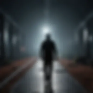 Silhouette of person walking towards new beginning