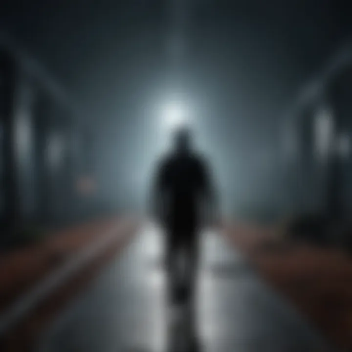 Silhouette of person walking towards new beginning