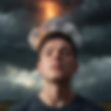 Artistic representation of storm clouds over a person's head due to Adderall side effects