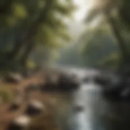 Serene nature landscape promoting relaxation