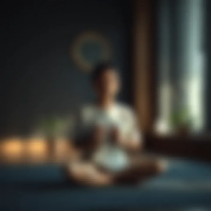 Mindfulness in Practice A peaceful meditation scene with a person practicing mindfulness.