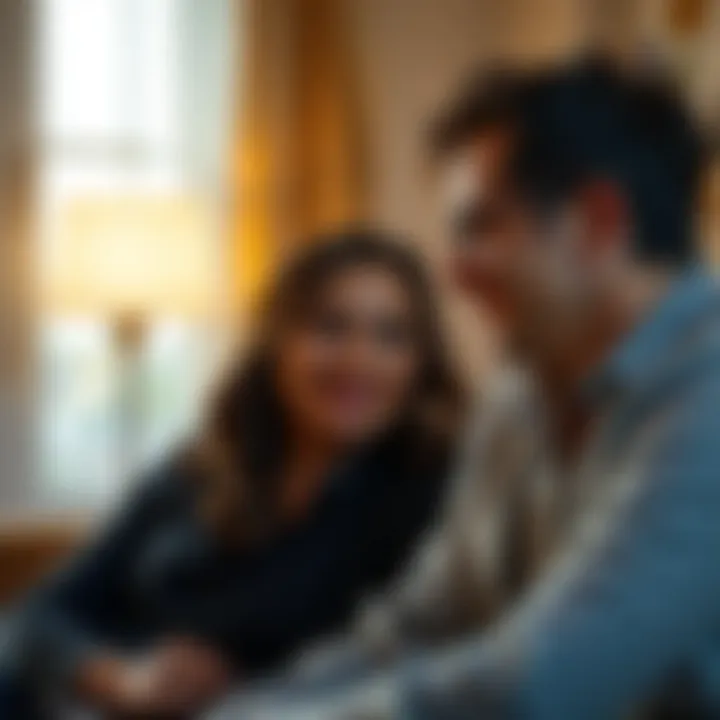 A couple engaged in deep conversation, showcasing connection