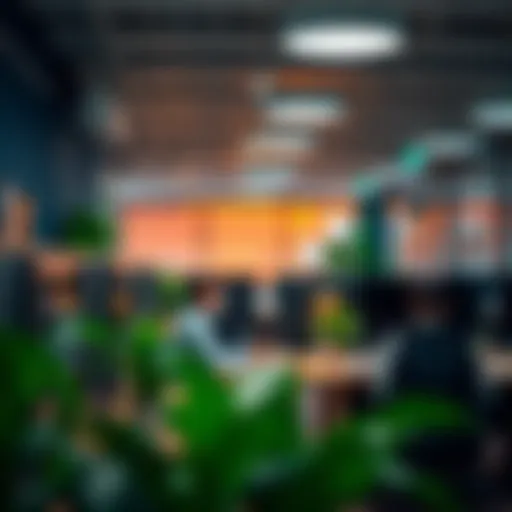 Energetic office environment with bright lighting
