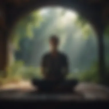 A person meditating in a tranquil environment