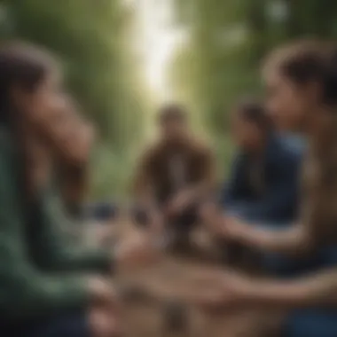 A group engaging in an outdoor activity together